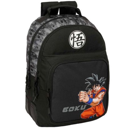 Un sac à dos Dragon Ball noir et gris avec une image de Goku